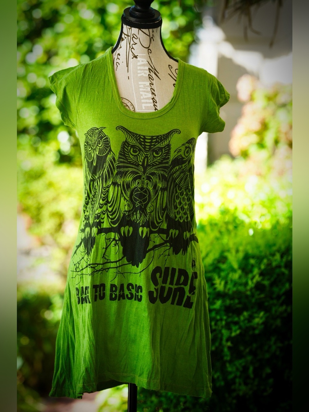 Sure Design "Back to Basic" Moonflower Owl Graphic Tee Dress – Size Small